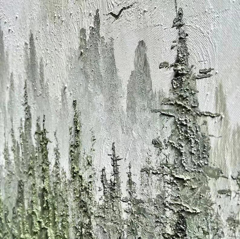 Green Forest fog detail Oil Paintings